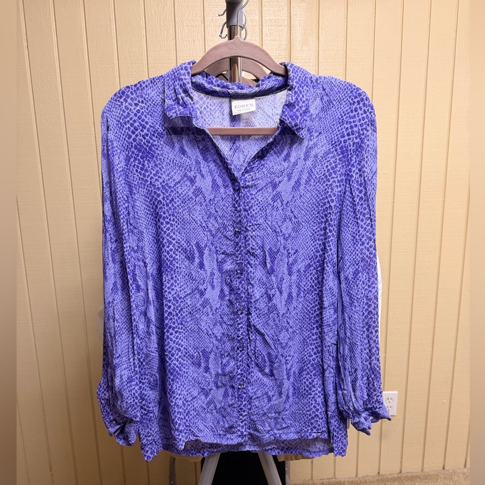 Koret Purple Patterned Button Down Shirt - image 1
